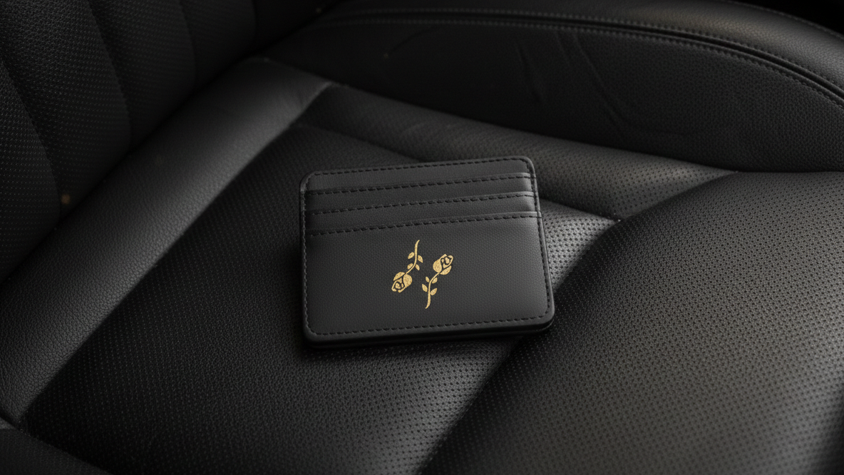Black Roses Credit Card Holder - Slim Minimalist Wallet