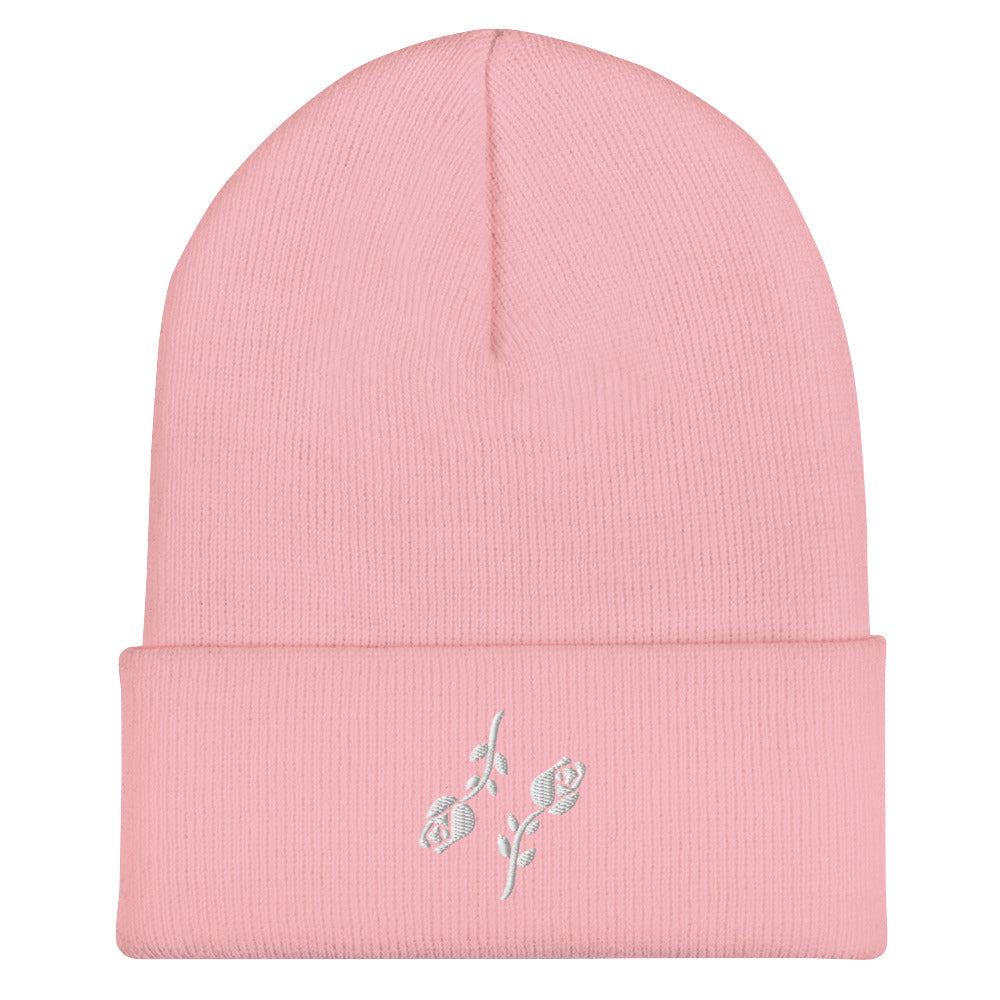 Black Roses Cuffed Beanie