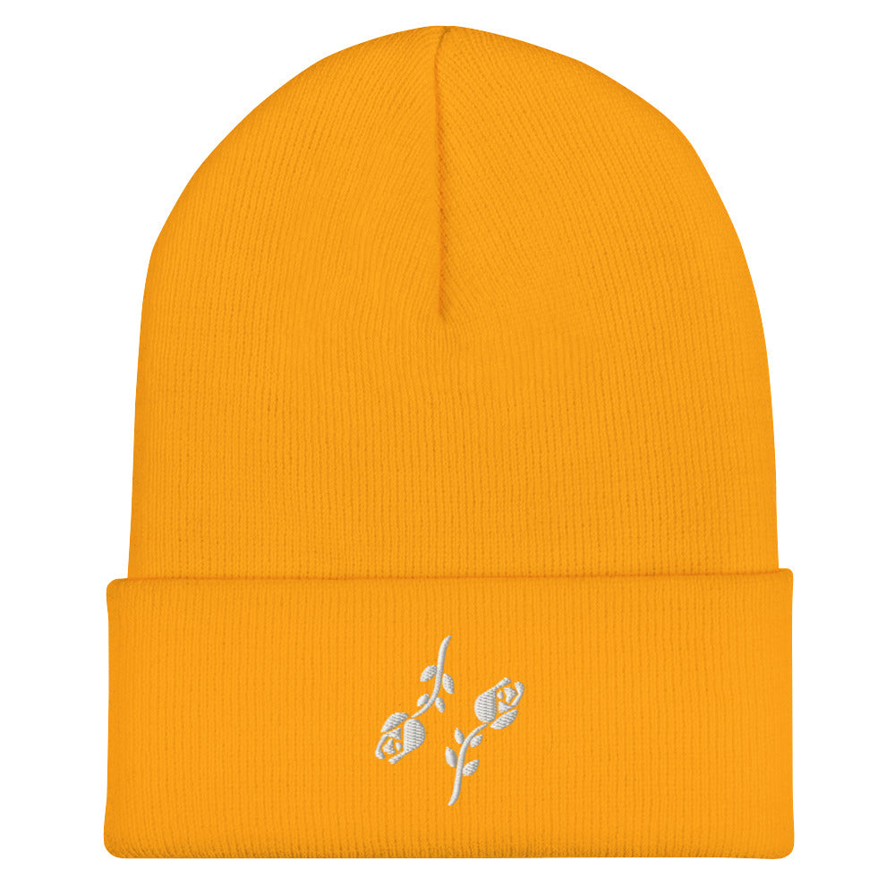 Black Roses Cuffed Beanie