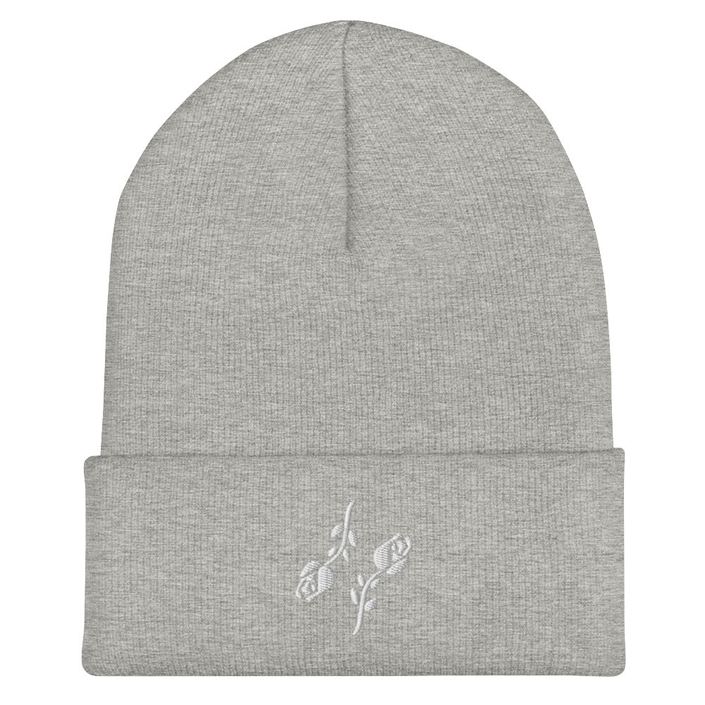 Black Roses Cuffed Beanie