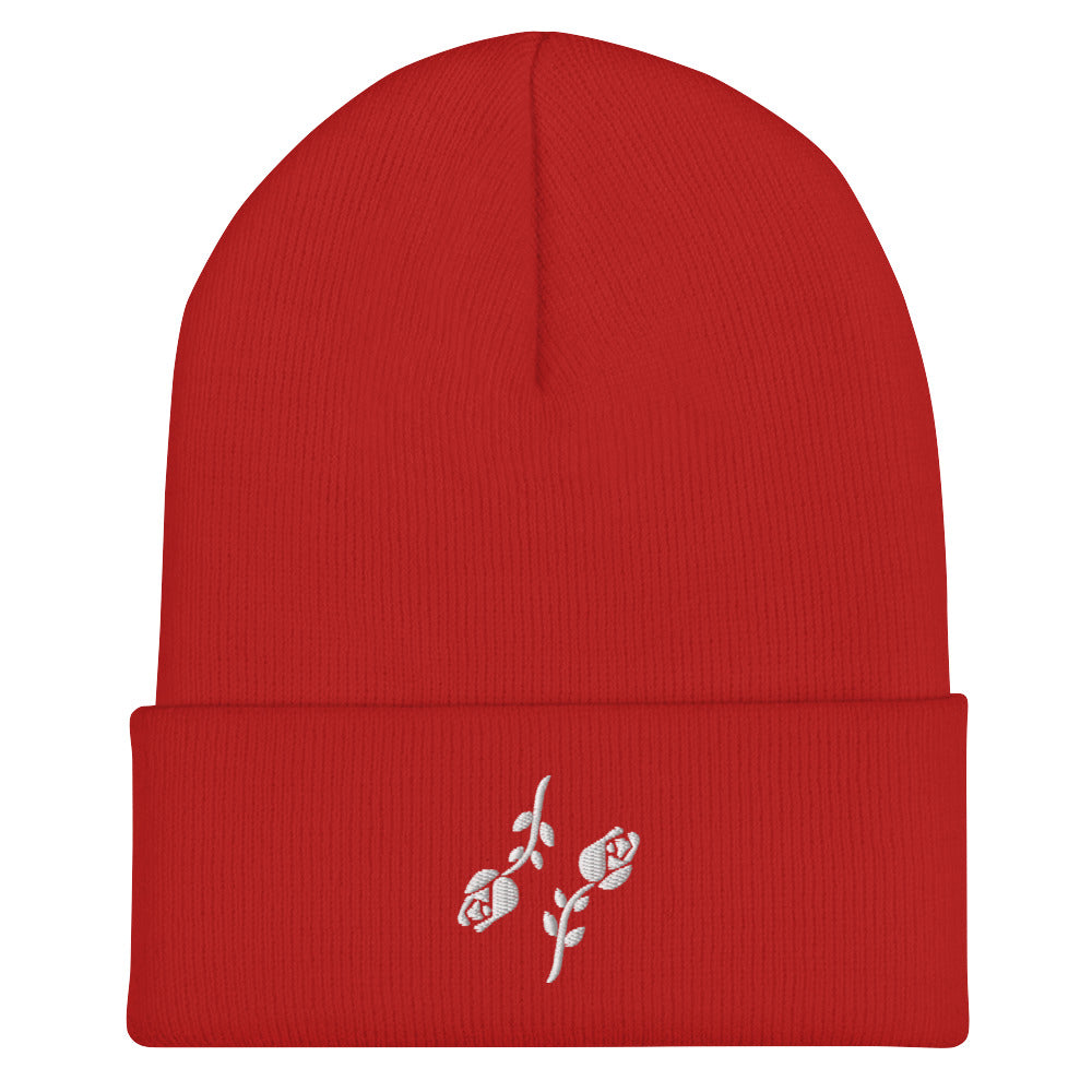 Black Roses Cuffed Beanie