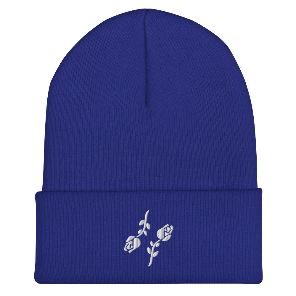 Black Roses Cuffed Beanie