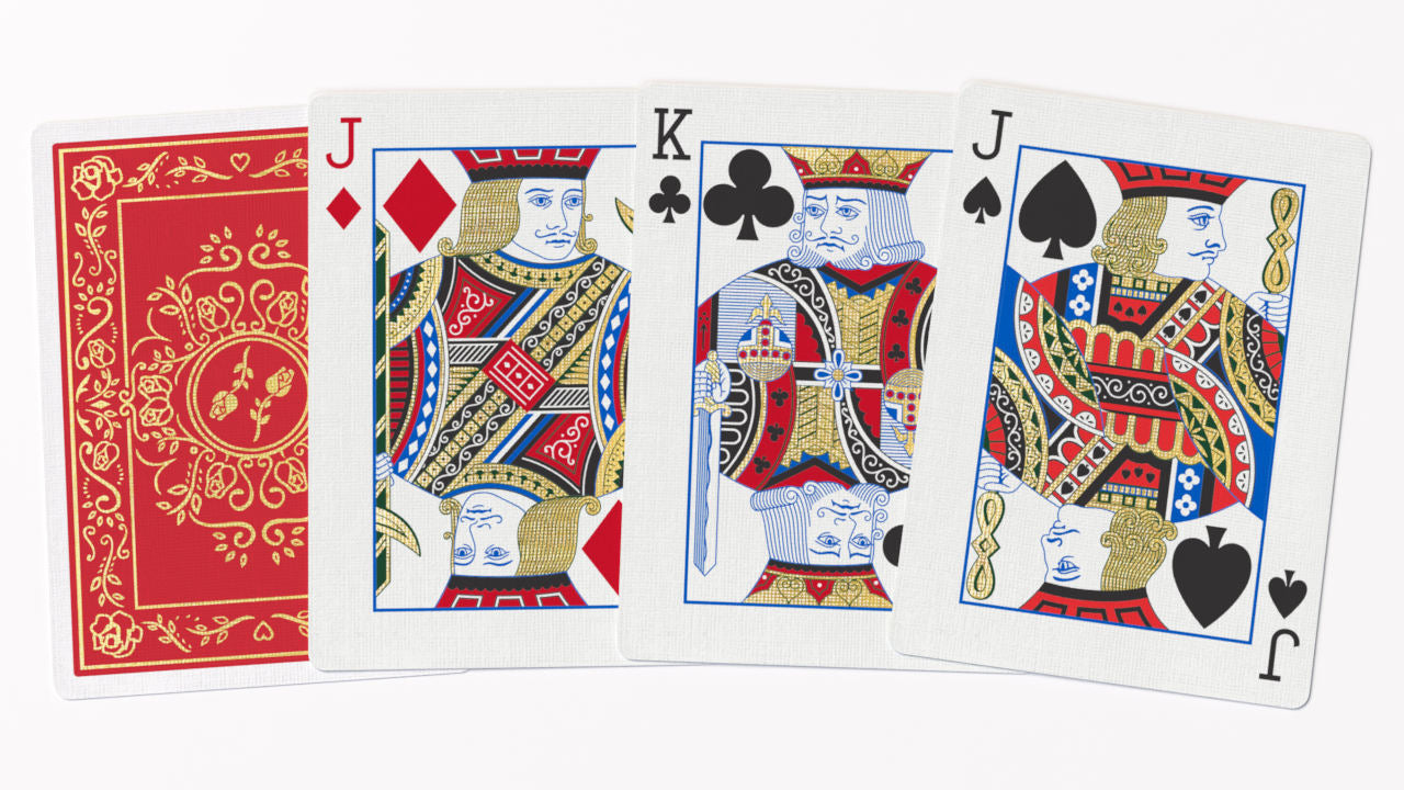 Red Roses GOLD FOIL Playing Cards Court Card