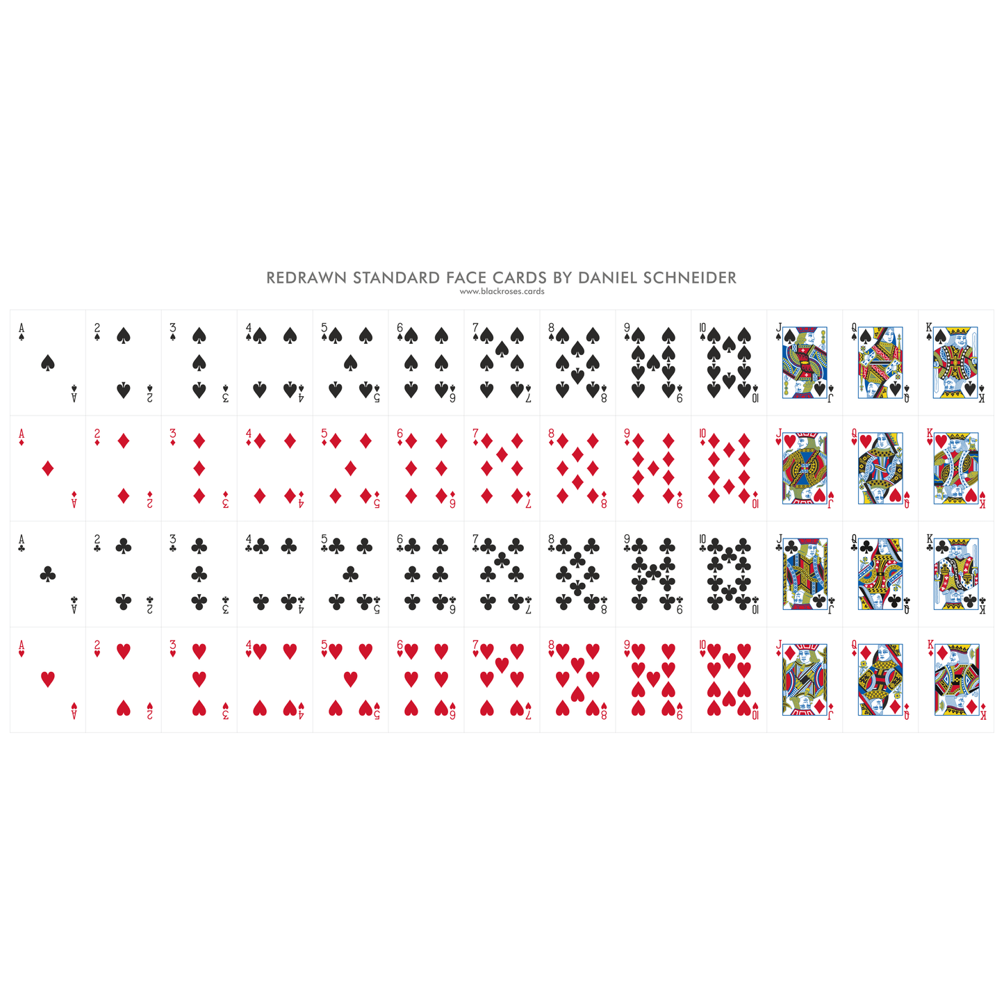 Redrawn Standard Face Card Templates PDF DOWNLOAD - Black Roses Playing Cards