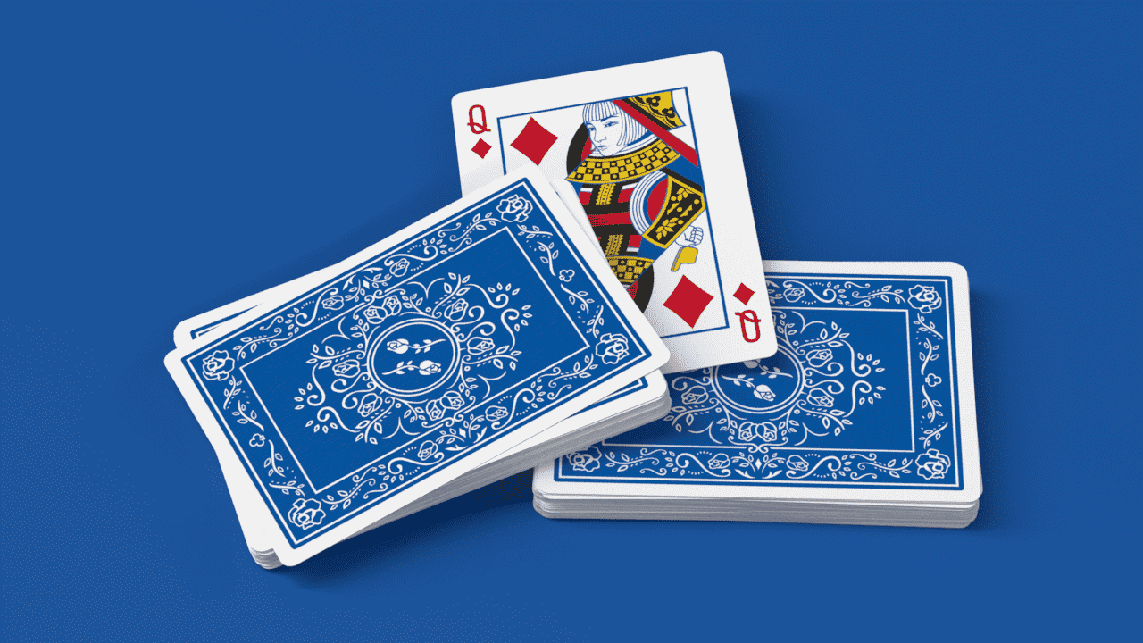 Black Roses Blue Magic Playing Cards Queen of Diamonds