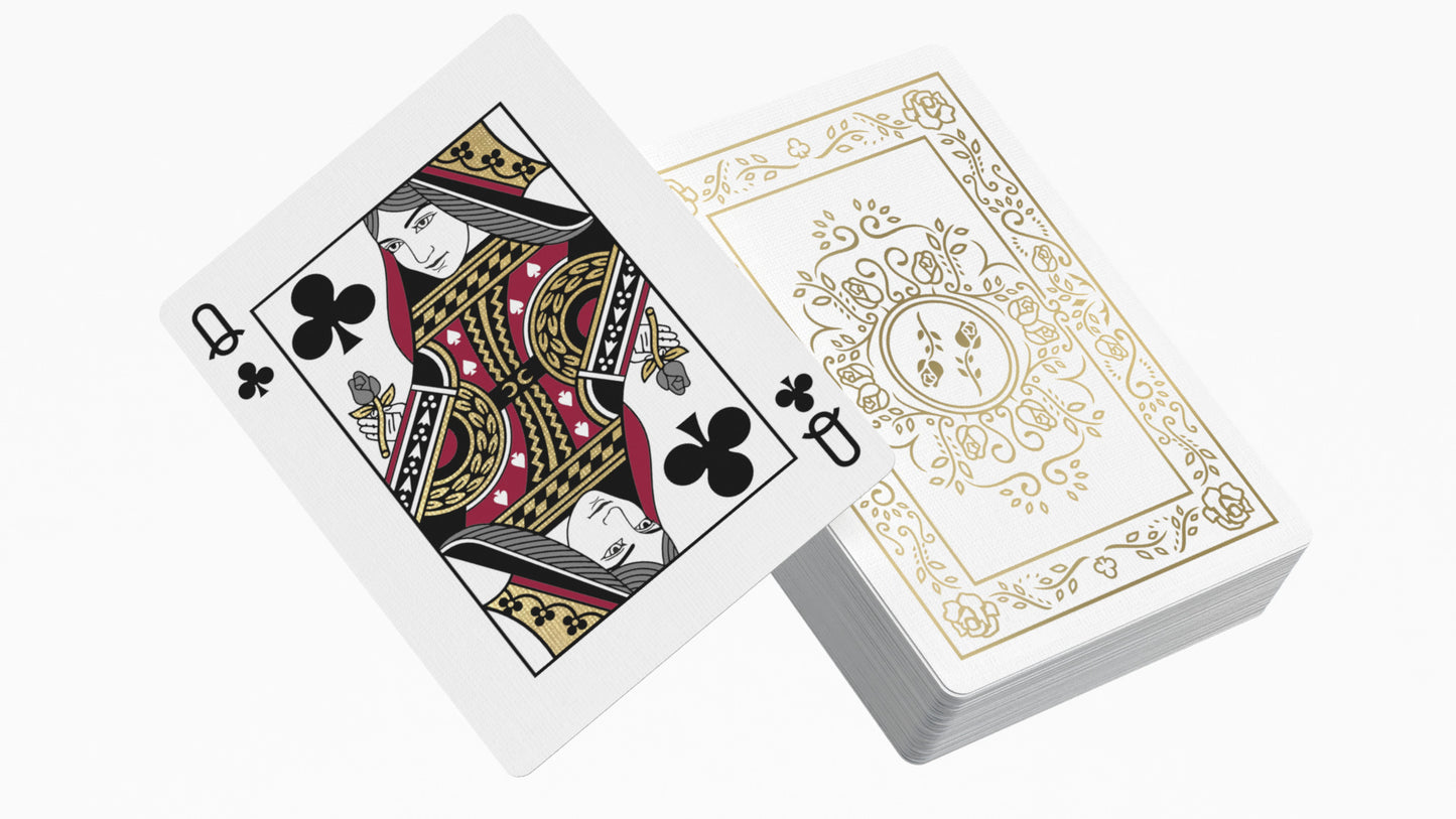 Black Roses White Gold Foil Playing Cards
