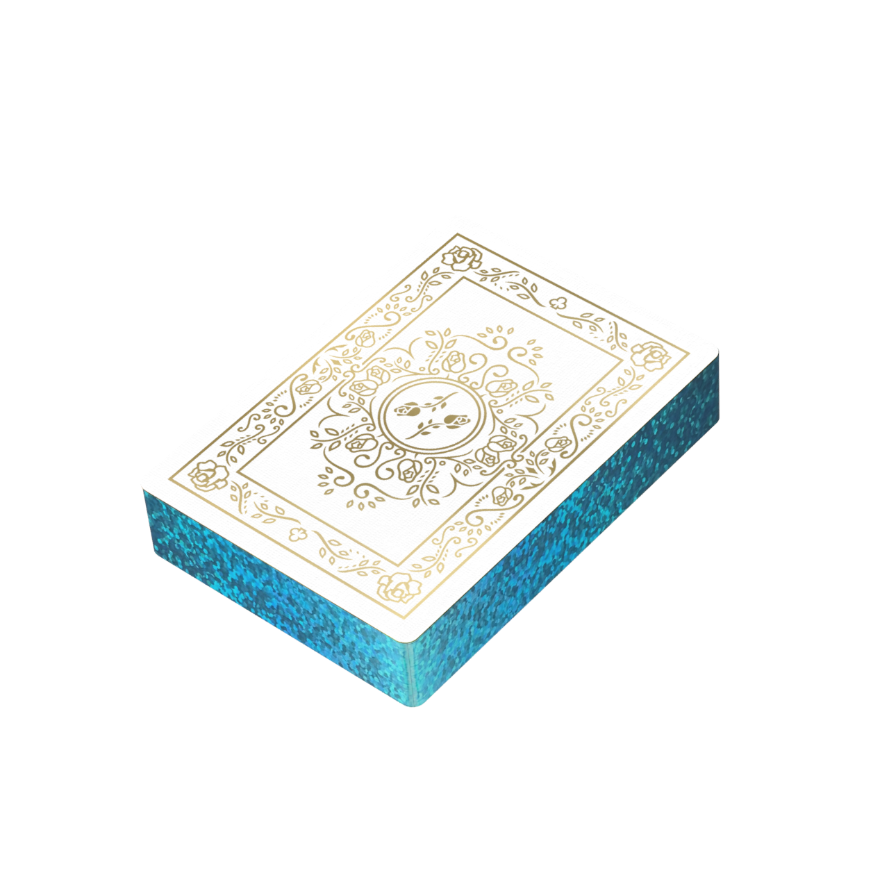 Blue Gilded Black Roses White Gold Foil Playing Cards
