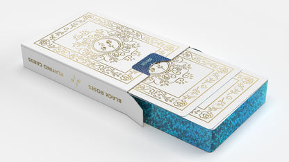 Blue Gilded Black Roses White Gold Foil Playing Cards Tuck