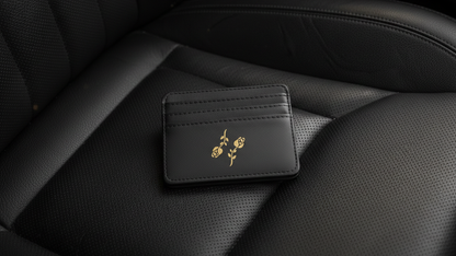 Black Roses Credit Card Holder - Slim Minimalist Wallet