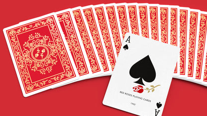 Red Roses Gold Foil Playing Cards Ace of Spades