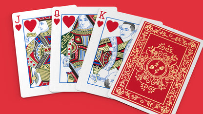 Red Roses Gold Foil Playing Cards Hearts Courts