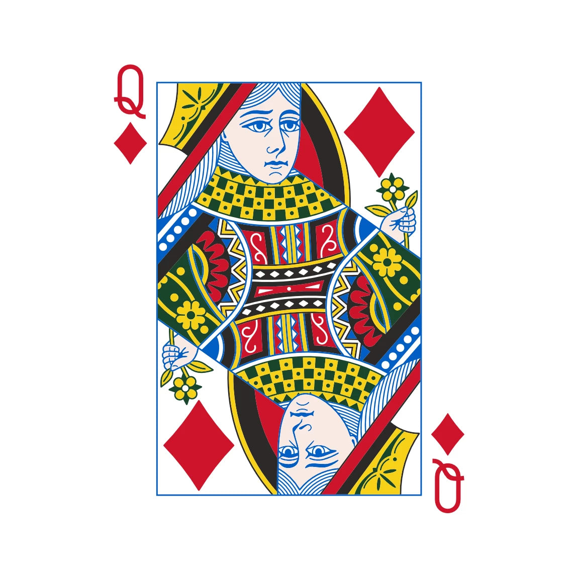 Congress Playing Cards Face Card Templates Queen of Diamonds