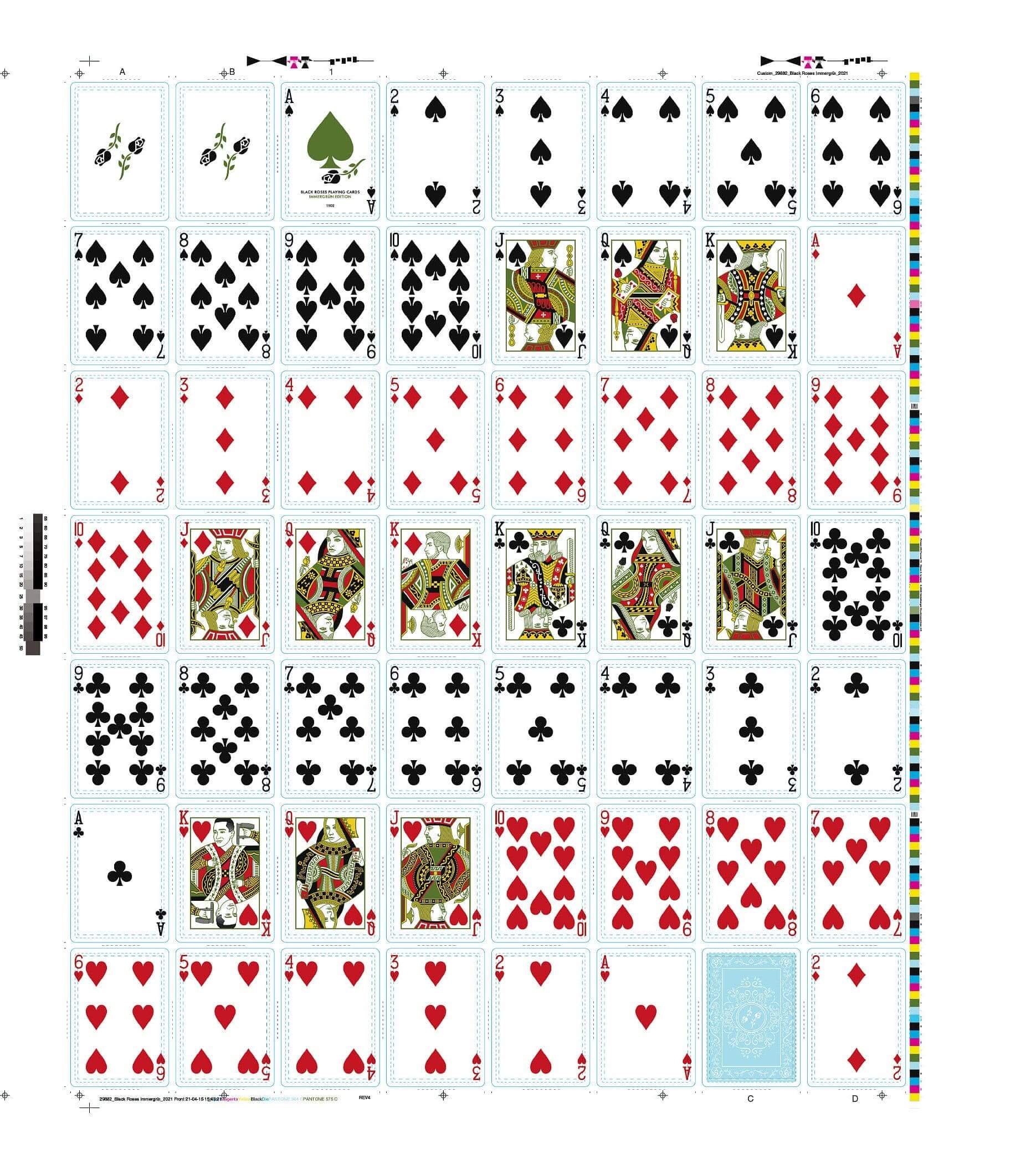 Black Roses Immergr n Uncut Sheet Black Roses Playing Cards