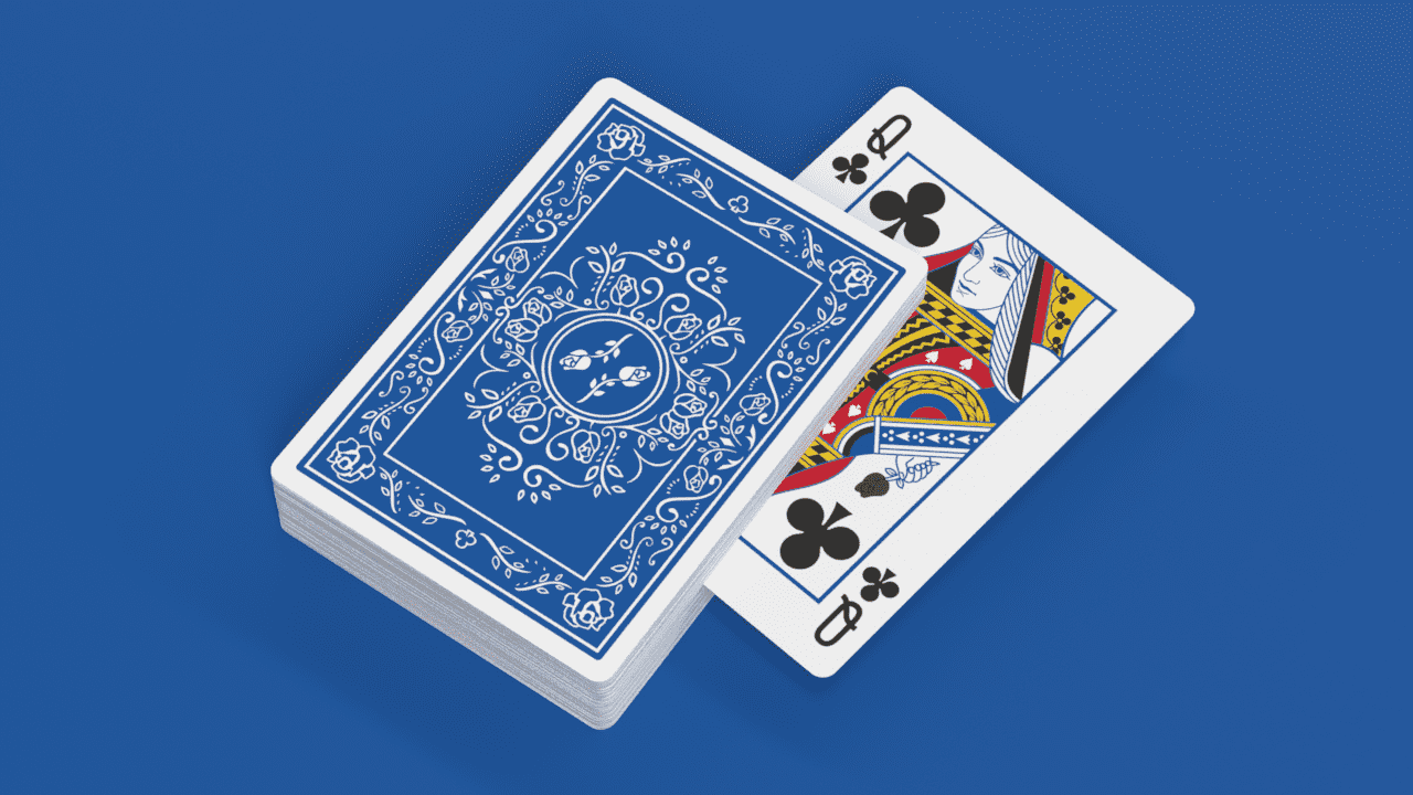 Close-up view of the intricate design of Black Roses Blue Magic Playing Cards
