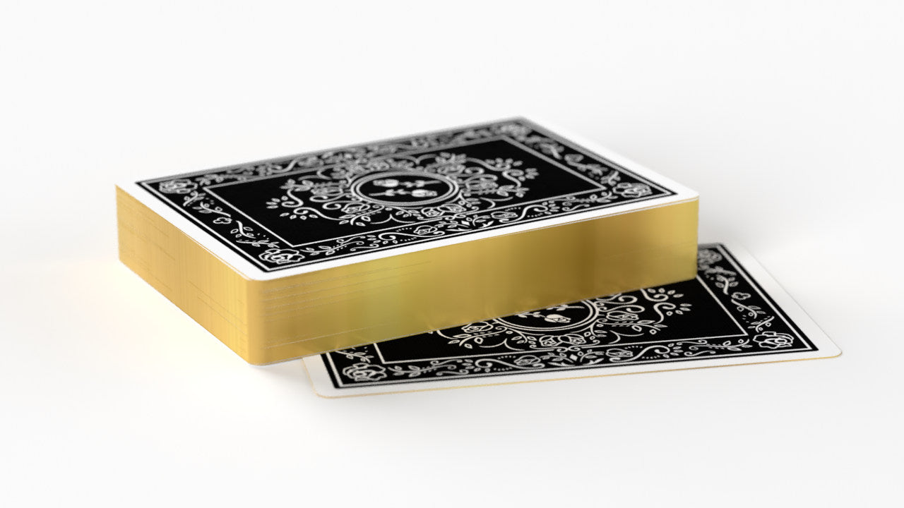 Gold Gilded Black Roses Playing Cards
