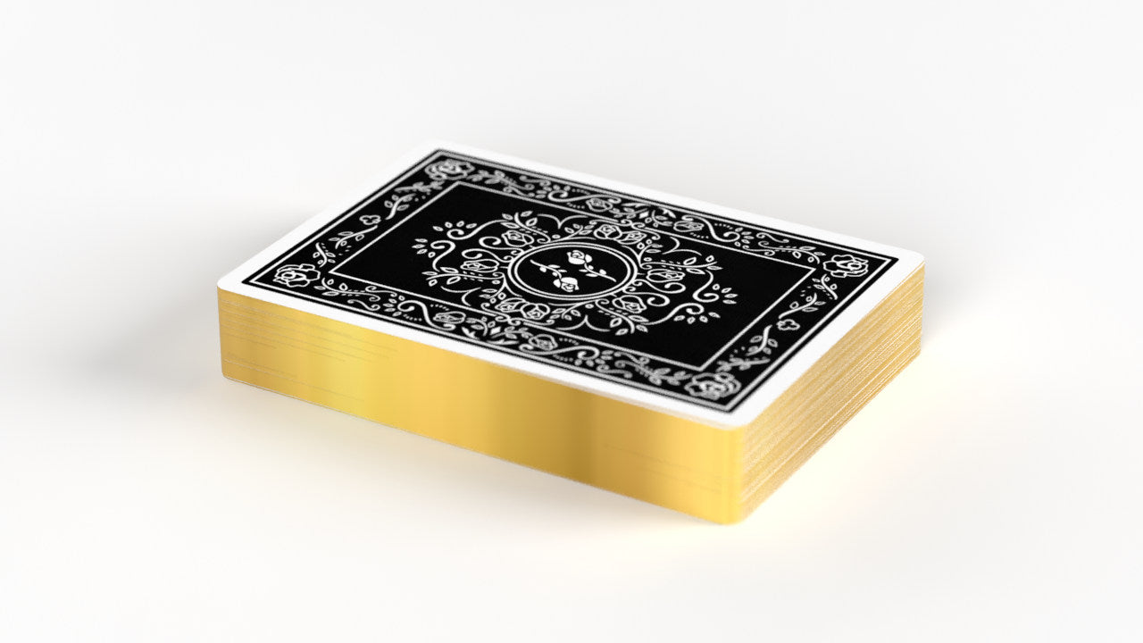 Gold Gilded Black Roses Playing Cards